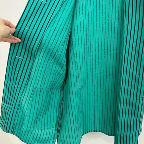 Vintage Elvi Club Women’s 38 US Green Button Down Blazer Midi Dress Workwear - Picture 10 of 13